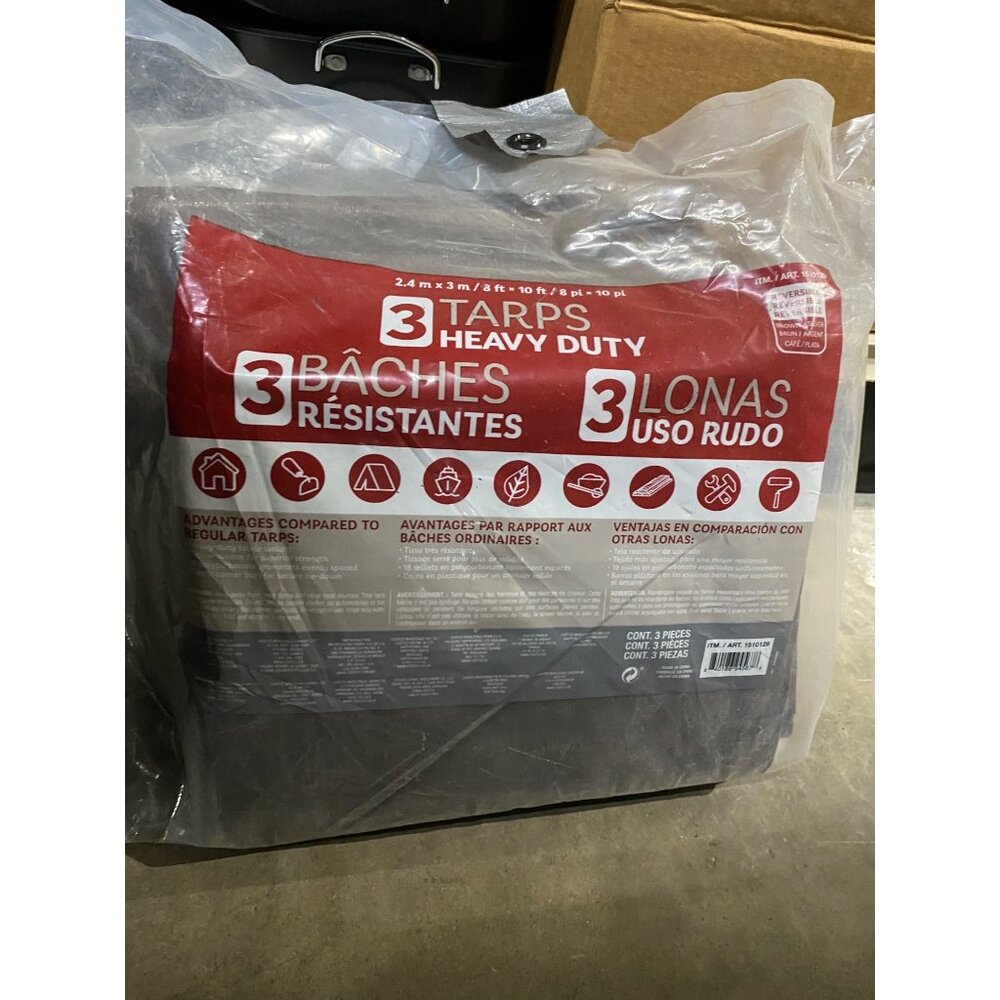 3TARPS Waterproof Cover Poly Tarpaulin Grommets Brown Size 10'x16' Preowned - Picture 4 of 4